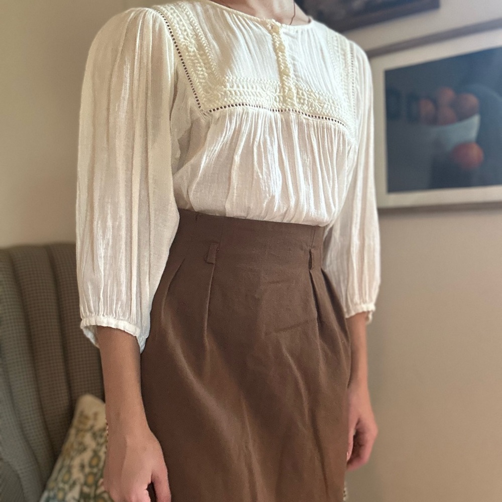 Vintage 1990s Jones New York Navy Blue & Tan Wool Blend Plaid Pencil Skirt